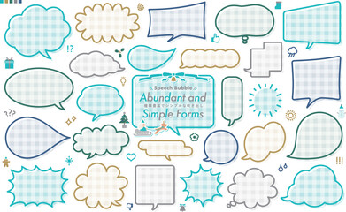 シンプルで豊富な吹き出しとミニリアクションアイコン_クリスマスカラー青系