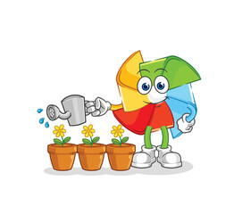 paper windmill throwing baseball vector. cartoon character