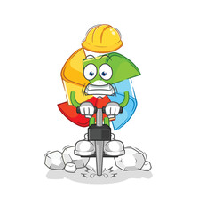 paper windmill windsurfing character. mascot vector