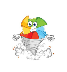 paper windmill lifting rock cartoon character vector