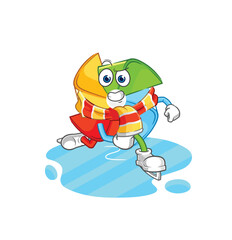 Obraz premium paper windmill riding skateboard cartoon character vector