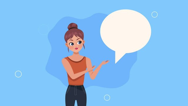 young woman with speech bubble