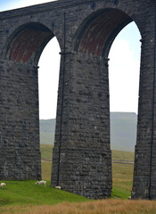 Fototapeta na wymiar Arches of Ribbleshead viaduct in Ribblesdale, Yorkshire Dales