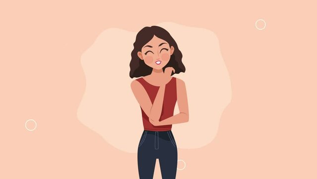 young woman thinking character animation