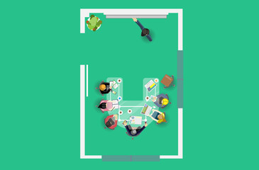 Obraz premium plan office work working.illustration business modern design idea concept. network,success,think,analyze,communicate, futuristic idea innovation technology.