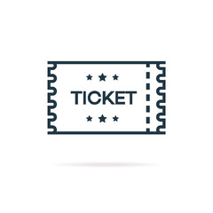 Vector tIcket icon outline style isolated on background for live concert, cinema, website, ui, mobile app, music, dance event. 10 eps