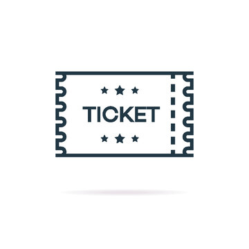 Vector tIcket icon outline style isolated on background for live concert, cinema, website, ui, mobile app, music, dance event. 10 eps
