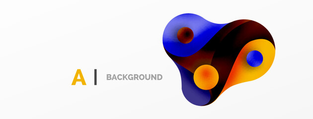 Flowing geometric shapes minimalist abstract background. Round shapes and circles. Wallpaper for concept of AI technology, blockchain, communication, 5G, science, business