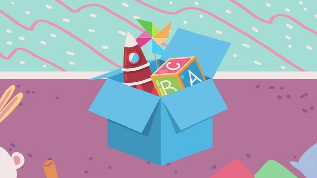 kids toys in box entertainment animation