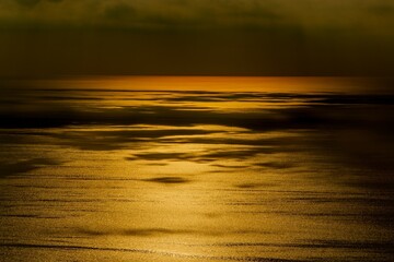 Golden sea and the sunset