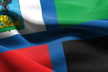 3D illustration flag of Belgorod Oblast is a region of Russia. Waving on the wind