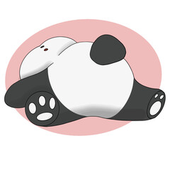 cute chubby panda sleeps and sees sweet dream