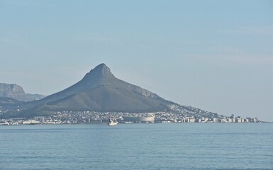 Landscape with Lion's head and Signal Hill from Blouberg beach 