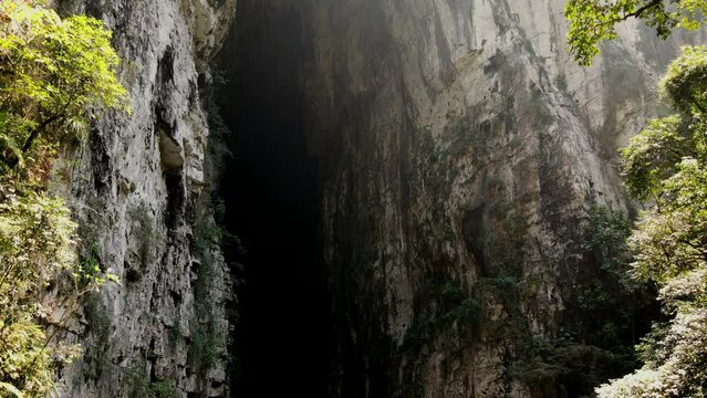 Arco del Tiempo, Chiapas, Mexico, Sone Arch, cave, River in Canyon, Drone Shot
