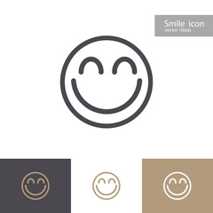 Smile Icon outline style isolated on different background. Emoji happy face symbol for ui, mobile app, sign concept, infographic, web site design, logo, feedback in emotion. Laughing, fun 10 eps