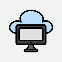 Computer icon in filled line style about cloud computing, use for website mobile app presentation