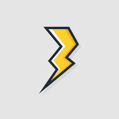 Vector electric power icon for electric lightning bold logotype, poster, t shirt. Thunder icon. Storm pictogram. Flash light sign. 10 eps