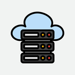 Server icon in filled line style about cloud computing, use for website mobile app presentation