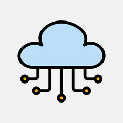 Cloud computing icon in filled line style, use for website mobile app presentation
