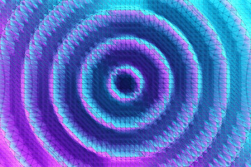 3d illustration of a portal from a circle,  walkway.  A close-up of a pink  and blue round monocrome tunnel.