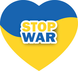 Stop war in Ukraine flag heart emblem icon. Vector