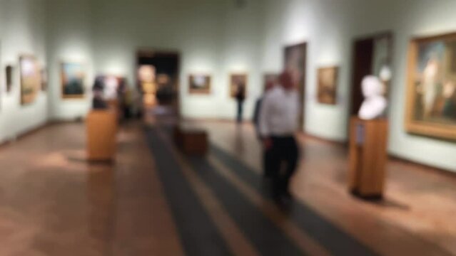 Blurred museum gallery interior, art history and culture concept