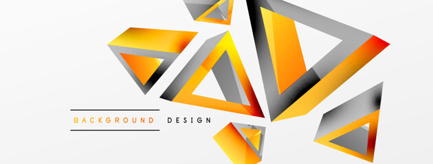3d triangle abstract background. Basic shape technology or business concept composition. Trendy techno business template for wallpaper, banner, background or landing