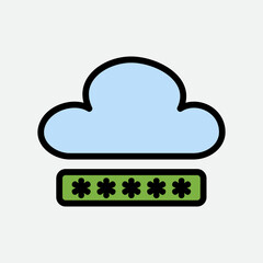 Password icon in filled line style about cloud computing, use for website mobile app presentation