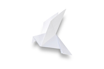Paper dove origami isolated on a white background - obrazy, fototapety, plakaty