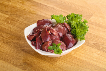 Raw chicken liver in the bowl