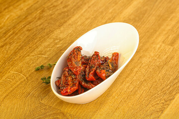 Sun-dried natural Italian tomato in the bowl