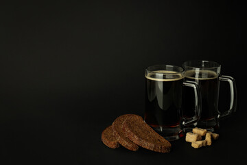 Concept of fresh drink, kvass, space for text