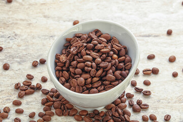 Roasted coffee bean in the bowl