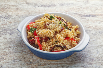 Arabic cous cous with meat and tomato