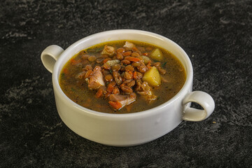Lentil soup with chicken and vegetables