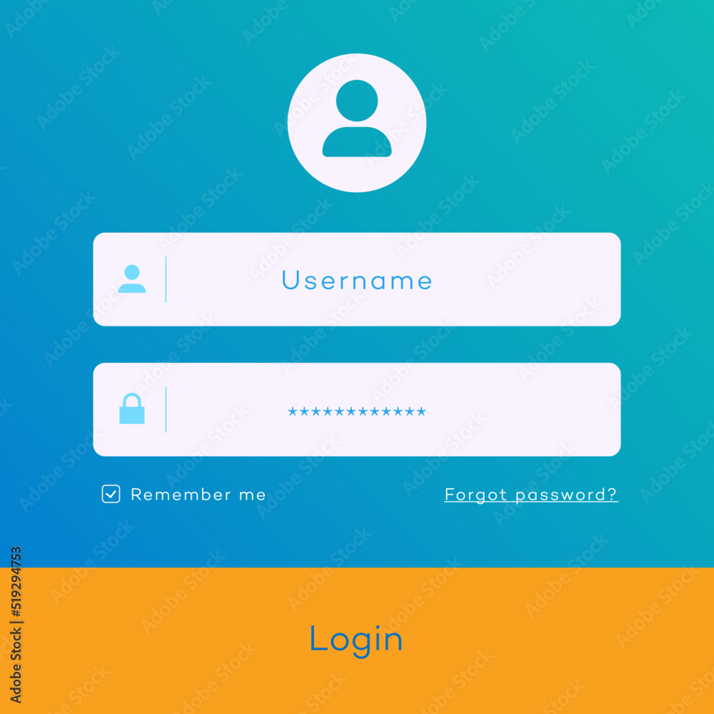 Canvas Prints login form page modern gradient background for app development, online registration, smartphone mock