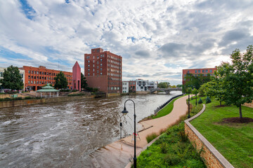 Aurora Town riverside view in Aurora Town of Illinois