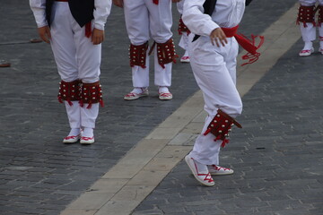 Fototapeta na wymiar Traditional Basque dance in the street