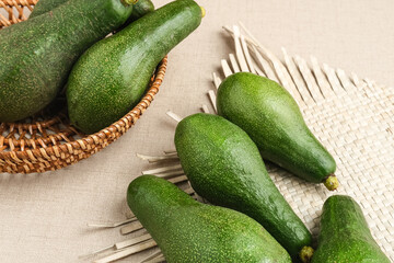 Alpukat or Avocado (Persea americana), ripe and fresh, close up

