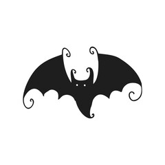 Halloween 2022 - October 31. A traditional holiday, the eve of All Saints Day, All Hallows Eve. Trick or treat. Vector illustration in hand-drawn doodle style. Bat.