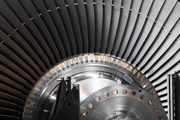 A powerful steam turbine rotor is installed in the lodgment of the steam turbine base.