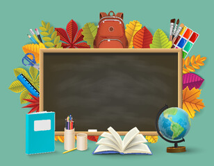 Back to school poster with blackboard copy space
