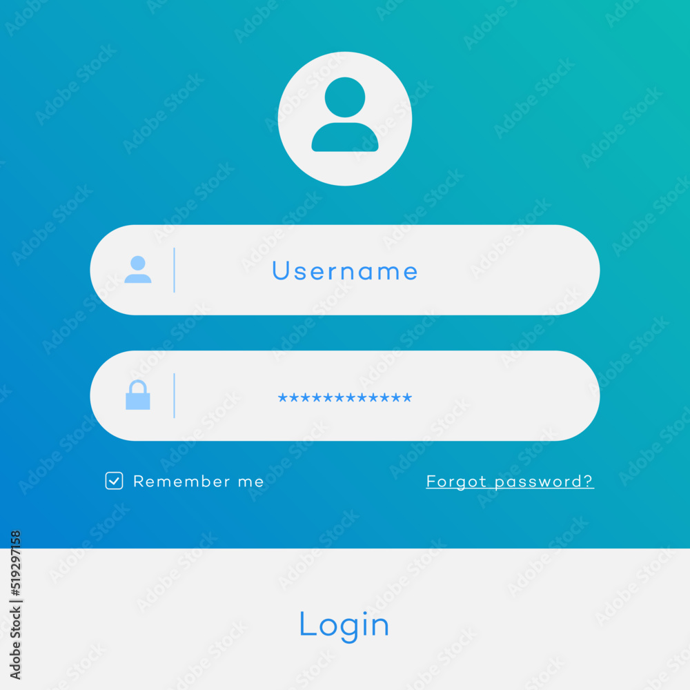 Canvas Prints login form page template on trendy gradient background for online registration, smartphone mockups, 