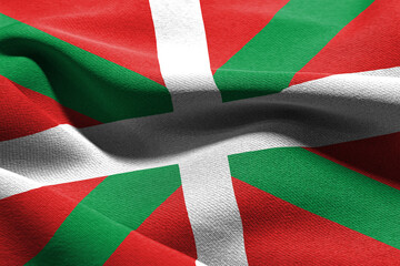 3D illustration flag of Basque Country is a region of Spain. Waving on the wind - obrazy, fototapety, plakaty