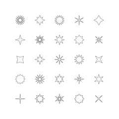 Set of stars line icons. Collection of design elements. Decorative symbols. Vector illustration.	