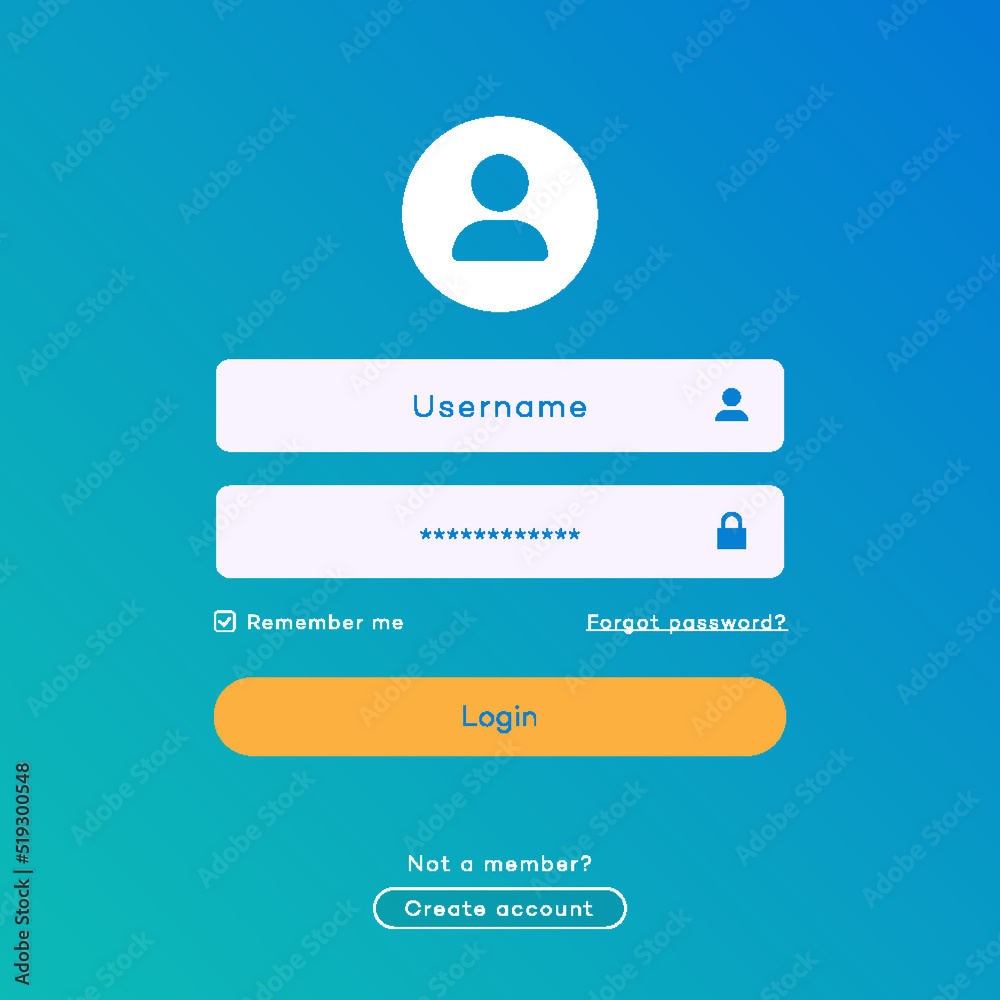 Canvas Prints vector login form page template on trendy gradient background for app development, smartphone mockup