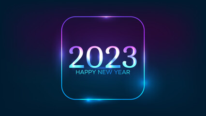 2023 Happy New Year neon background