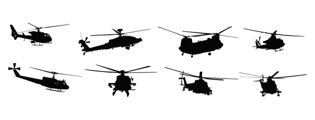 A set of Military Helicopter vector silhouette  © Gelgel Nasution