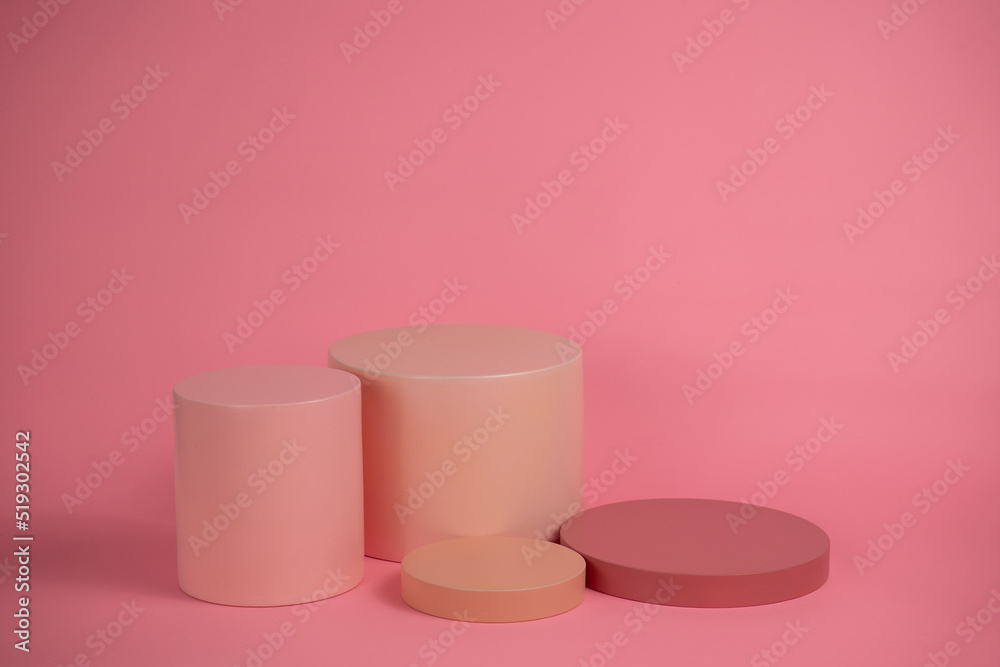 Aufkleber empty podium for display cosmetic product. platform arrangement in pink pastel color in trendy minim