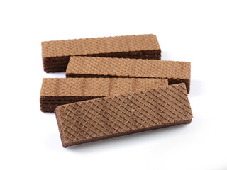 Chocolate wafers isolated on white background with clipping path	